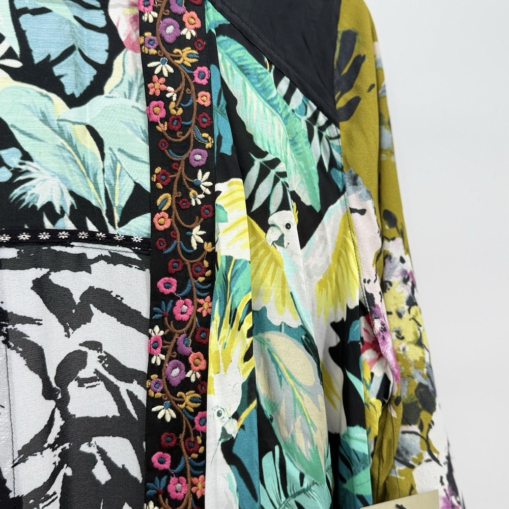 John Mark NWT Kimono Cardigan S/M Embroidered Floral Parrots Boho Floral - Picture 3 of 6